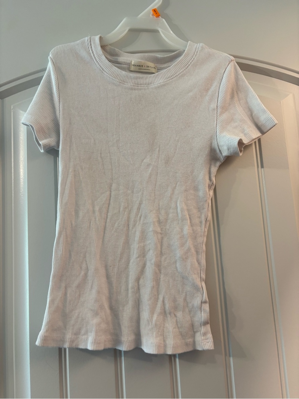 White Short Sleeve Ribbed Tee